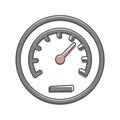 Vector icon speedometer. Flat image speedometer cartoon style on white isolated background Royalty Free Stock Photo