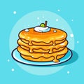 Vector icon of a stack of delicious pancakes on a vibrant blue plate