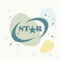 Vector icon of a star. Star inscription and star object on multicolored background