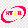 Vector icon of a star. Star inscription and star object. Logo for your design.