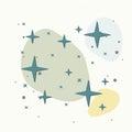 Vector icon of the star, starry sky, shine of purity on multicolored background Royalty Free Stock Photo