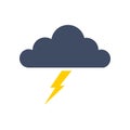 Vector icon storm weather. Clouds and thunderstorm.