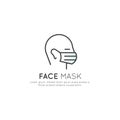 Vector Icon Style Illustration Web Badge of Human Wearing a Face Mask, Raspirator, Corona Virus Spread Prevention Method
