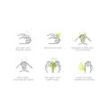 Vector Icon Style Illustration Web Set of Hands Disinfection Cleaning with Water and Soap Recommendation, Virus Spread Prevention