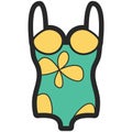 Vector Icon of a swimming suit for women in flat style with outline. Pixel perfect. Business and office look. Royalty Free Stock Photo