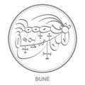 Vector icon with symbol of demon Bune