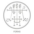 Vector icon with symbol of demon Foras