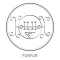 Vector icon with symbol of demon Forfur