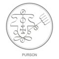 Vector icon with symbol of demon Purson