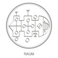 Vector icon with symbol of demon Raum