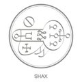 Vector icon with symbol of demon Shax