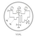Vector icon with symbol of demon Vual