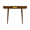 Vector icon table furniture isolated white illustration. Desk design wooden interior background. Kitchen brown shape