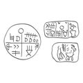 Vector icon with The Tartaria tablets Neolithic amulet