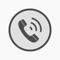 Vector icon of telephone handset over black circle Royalty Free Stock Photo