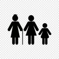 Vector icon of three female generations. Grandmother, mother, daugther Royalty Free Stock Photo