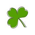 Vector icon three-leafed clover cartoon style on white isolated background