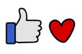 Simple Vector Icon, Thumb Up and Like or Love Royalty Free Stock Photo