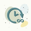 Vector icon time, hours and infinity on multicolored background Royalty Free Stock Photo