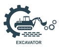 Vector icon, tractor excavator logo. Construction equipment. Royalty Free Stock Photo