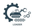 Vector icon of the tractor loader logo. Construction and special equipment Royalty Free Stock Photo