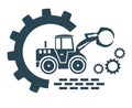Vector icon of the tractor loader logo. Construction and special equipment Royalty Free Stock Photo