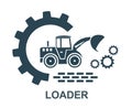 Vector icon of the tractor loading truck logo.