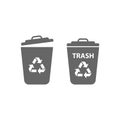 Vector icon trash can . Lorem Ipsum Illustration design. Trash Can, Rubbish Bin. Flat Vector Icon illustration. Simple black Royalty Free Stock Photo