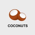 Vector icon of a two halves of coconut fruit