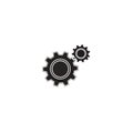 Vector Icon of Two Meshing Gears. Black Cogwheels Symbolizing Settings, Technology, and Mechanical Process Royalty Free Stock Photo
