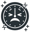 Vector icon of an unhappy clock, symbolizing time pressure, stress, and urgent deadlines Royalty Free Stock Photo