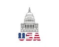 Vector icon of united states capitol hill building washington dc american congress white symbol design on white background Royalty Free Stock Photo