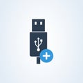 Vector icon usb cable. plus and add charger and connector usb Royalty Free Stock Photo