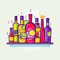 Vector icon of a variety of alcoholic beverages displayed on a tray