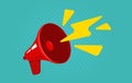 Vector icon of vintage red megaphone on bright background Royalty Free Stock Photo
