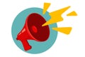 Vector icon of vintage red megaphone on bright background Royalty Free Stock Photo