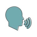 Vector icon voice command, man talking. Sound voice cartoon style on white isolated background Royalty Free Stock Photo