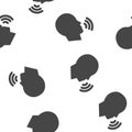 Vector icon voice command, man talking. Sound voice seamless pattern on a white background