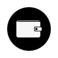 Vector icon of wallet. Empty wallet. Black background. Business icon. Vintage wallet. Flat design. EPS 10