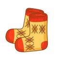 Vector icon winter socks. Funny element in a cartoon style