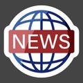 Vector icon world news colored sticker. Image inscription news