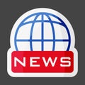 Vector icon world news colored sticker. Image inscription news