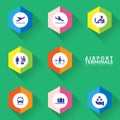 Vector of icons for airport terminal sign collection set. Royalty Free Stock Photo