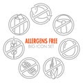 Vector icons for allergens free products Royalty Free Stock Photo