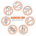 Vector icons for allergens free products