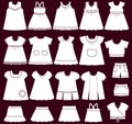 Vector icons of baby clothes for girls.