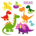 Vector icons of baby dinosaurs Royalty Free Stock Photo