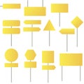 Vector icons of blank, yellow road signs.