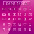 Vector icons books Thin Line white