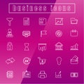 Vector icons Business office equipment Thin Line white Royalty Free Stock Photo